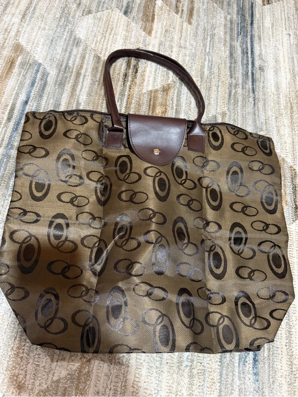 Brown Patterned Men's Tote Bag